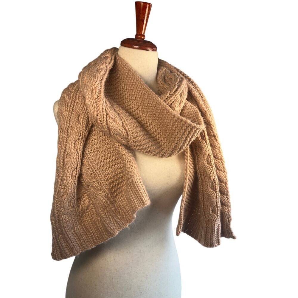 Chunky Cable Knit Scarf Blush Beige Oversized Winter Cozy Soft